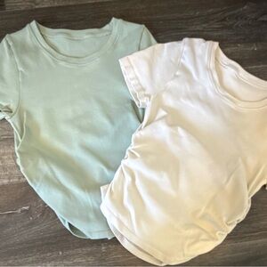 Kids' Short Sleeve Tees in Soft Green and White